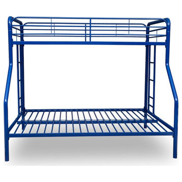 Pemberly Row Modern Twin Over Full Modern Metal Bunk Bed in Blue