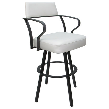 Swivel Metal Counter, Bar or Extra Tall Stool - Carolina Warren Base, White Vinyl - Gray, 34"