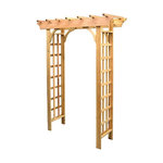 Cedar Garden Pagoda Arbor With Planters - Farmhouse - Pergolas Arbors ...