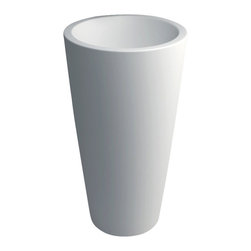 ADM Bathroom Design - ADM Circular Freestanding Pedestal Sink, White, 20", Matte White - Bathroom Sinks