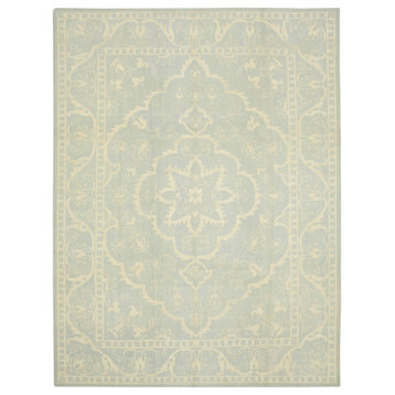 Rug N Carpet - Hand-Knotted Oriental 8' 10" x 11' 11" Unique Beige Oushak Rug