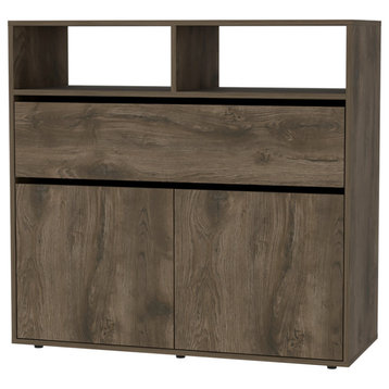 Camerun Modern 2-Door Bedroom Closet, One Drawer, Steel Legs - Light Oak