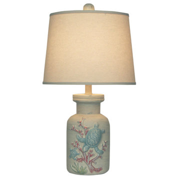 Cottage and Cabana Turtle Coral Table Lamp