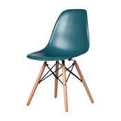 Midcentury Modern DSW Chair, Wooden Dowel Legs, Teal