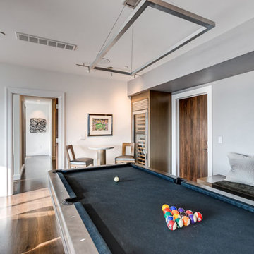 Game Room with Pool Table and Wine Refrigerator