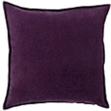 Cotton Velvet by Surya Poly Fill Pillow, Dark Purple, 22' x 22'