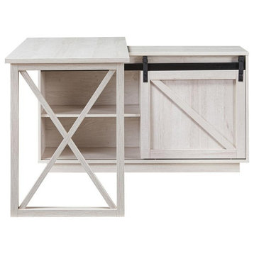 Furniture of America Oppen Transitional Wood L-Shape Desk in White Oak