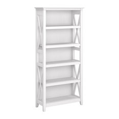 Bush Furniture Key West 5 Shelf Bookcase in Pure White Oak