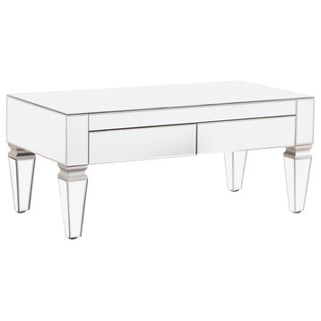 Holston Contemporary Mirrored Rectangular Cocktail Table