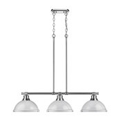 Duncan 3-Light Linear Pendant, Chrome, White Shade