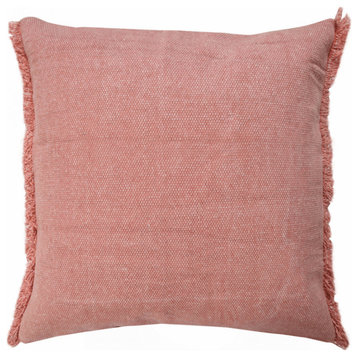 20" X 20" Dusty Rose Pink And Muted Clay 100% Cotton Zippered Pillow