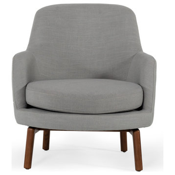 Modrest Metzler Mid-Century Grey Fabric Accent Chair