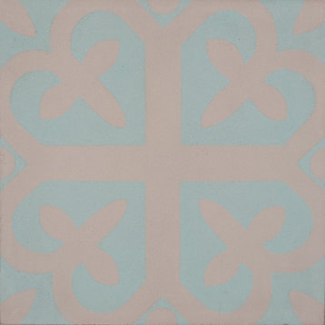 8"x8" Trivoli Handmade Cement Tile, Warm Grey/Mint, Set of 12