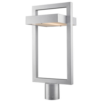 Luttrel Collection 1 Light Outdoor Post Mount Fixture in Silver Finish