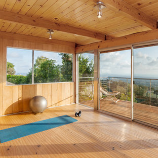 ロサンゼルスのミッドセンチュリースタイルのおしゃれなホームジムの写真