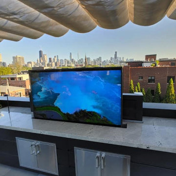 Chicago Rooftop living with two Samsung 75" Terrace TV's