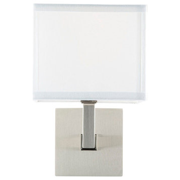 Sofia Wall Sconce With White Fabric Shade, Brushed Nickel, One Light