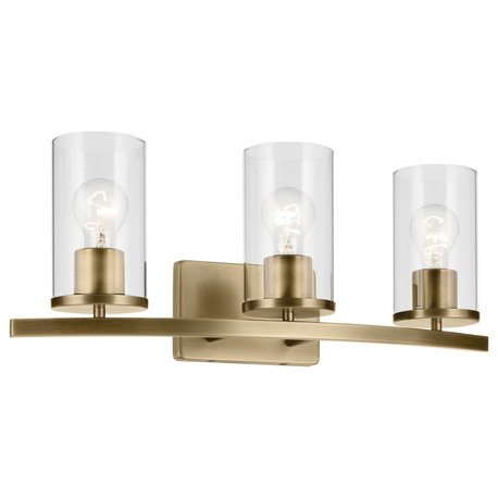 Kichler 45497 Crosby 3 Light 23"W Vanity Light - Natural Brass / Clear