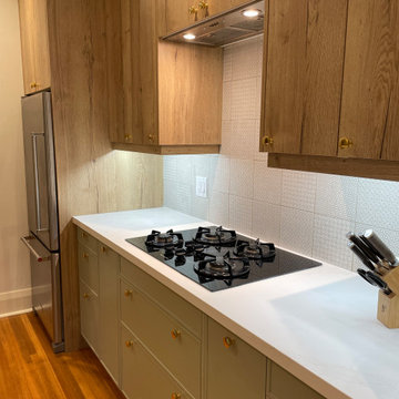 IKEA Kitchen with Custom White Oak and Sage Green Doors by Allstyle