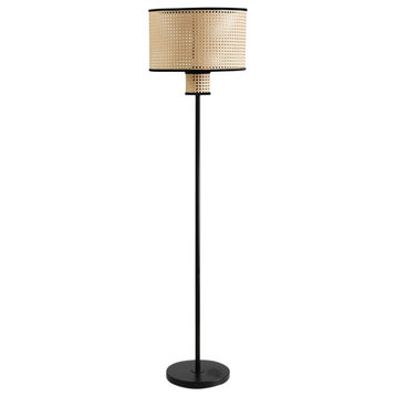 Vidalite Nakuv Rattan And Velvet Floor Lamp