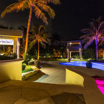 Ocean front landscape lighting, FL estate