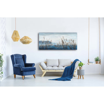 "Plants by the Water II" Hand Painted Canvas Art, 55"x27.5"