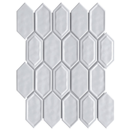 TRECCG Bianca 2" X 4" Recycle Glass Long Diamond Mosaic Tile, White