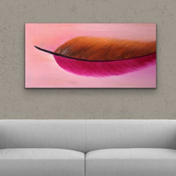 Preethi Arts - 48" x 24" Blushing Phase Original Large pink magenta Modern Painting - Paintings