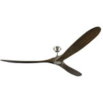 Monte Carlo Fans - Monte Carlo Fans 3MAVR88BS Maverick Super Max - 88" Ceiling Fan - With a sleek modern silhouette, a DC motor and super energy-efficiency, the Maverick Super Max ceiling fan from Monte Carlo features softly rounded blades and elegantly simple housing. Maverick Super Max has an impressive 88-inch blade sweep and a 3-blade design that delivers a distinct profile for extra-large living rooms, great rooms or outdoor covered areas. It includes a hand-held remote with six speeds and reverse, and is available in a Brushed Steel finish with either Dark Walnut or Koa blades, Matte Black finish with Dark Walnut blades, and Aged Pewter finish with Light Grey Weathered Oak blades. All versions feature beautiful hand-carved, balsa wood blades. ENERGY STAR qualified.Canopy Included: TRUE Canopy Diameter: 5.11Rod Length(s): 6.00Warranty: Limited Lifetime* Number of Bulbs: *Wattage: * BulbType: * Bulb Included: No