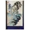 Chinese Black White Ink Lion Theme Scroll Painting Original Wall Art Hws1888