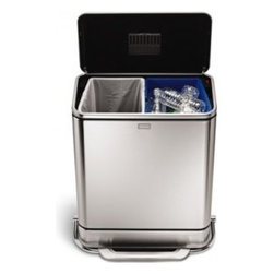 55L Steel Bar Step Trash Can and Recycler - Trash Cans