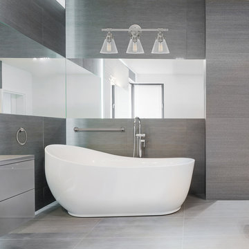 Parker 3-Light Vanity Light, Chrome, Clear Glass Shades