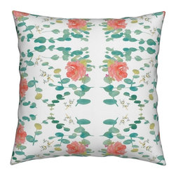 Small Eucalyptus Rose Throw Pillows - Decorative Pillows