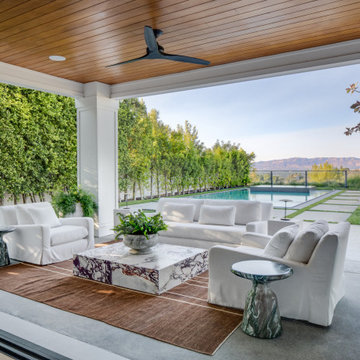 California Traditional Open Floorplan Living Room With Fireplace