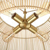 22" W 4 Light Rattan Pendant Chandelier With Brass Canopy