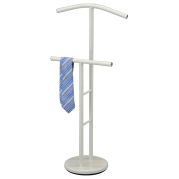 Santillo Double Suit & Tie Valet Stand Clothing Organizer Rack, White Metal
