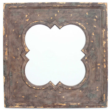 36" x 36" x 1.75" Bronze Vintage Cosmetic With Quadrate Frame Wall Mirror
