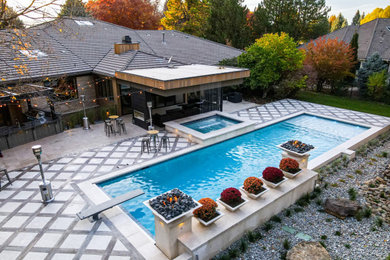 Inspiration for a modern backyard pool remodel in Denver