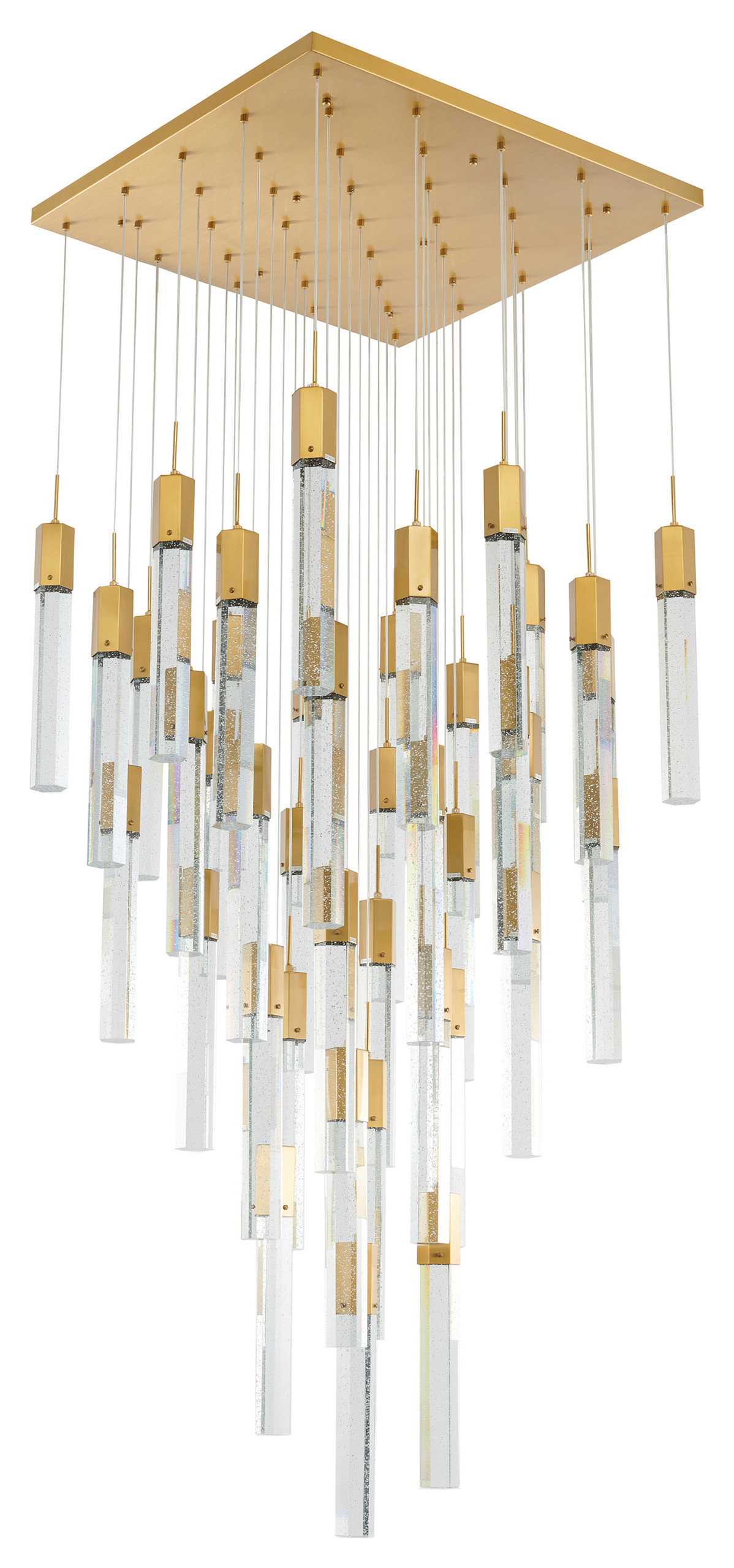 25-Light Gold Metal Chandelier With Clear Bubble Crystal Accents ...