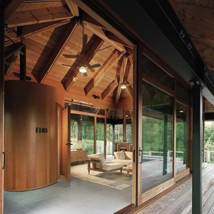 Pool House Glass Garage Door | Houzz