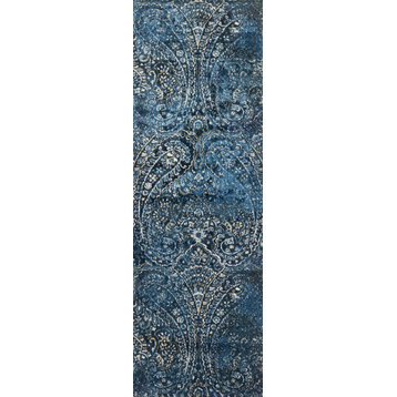 Microfiber Polyester Torrance Rug by Loloi, Navy/Indigo, 2'7"x4'