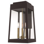 Livex Lighting - Transitional Outdoor Wall Lantern, Bronze - This updated industrial design comes in a tapering solid brass bronze frame with a sleek, straight-lined look and features clear glass panels.