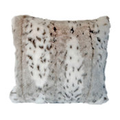 Handmade Faux Snow Leopard Fur Throw Pillow, 18"x18"