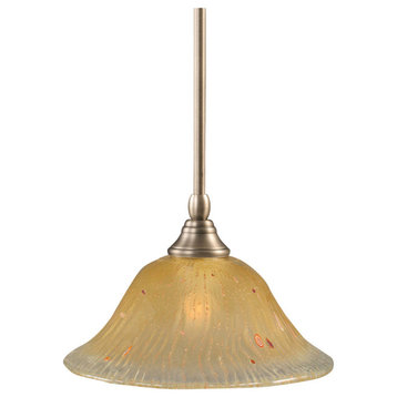 Stem 1-Light Pendant with Hang Straight Swivel, Brushed Nickel/Amber Crystal