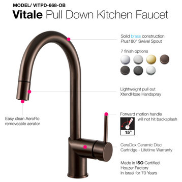 Vitale Pull Down Kitchen Faucet With CeraDox Technology, Oil Rubbed Bronze