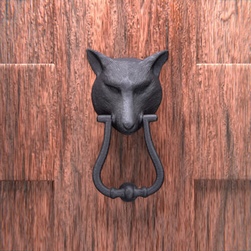 Renovators Supply Black Door Knocker Fox Shaped Vintage Front Door Knocker