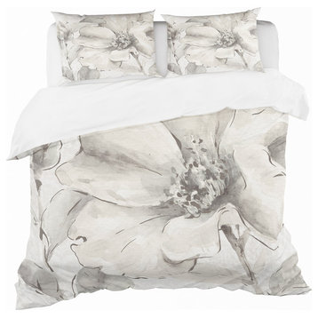indigold Gray Peonies Iv Cottage Duvet Cover Set, Twin