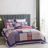 Patchwork Floral Cherry Blossom Plum Purple & Peach Quilted Bedspread Set, Full