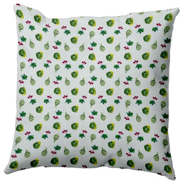 Three Veggies Pattern Decorative Throw Pillow, Pale Green, 16"x16"
