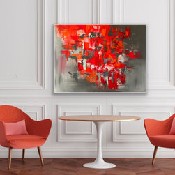 Preethi Arts - 40x30 inches Large abstract art Red Painting Modern wall art home decor - Paintings